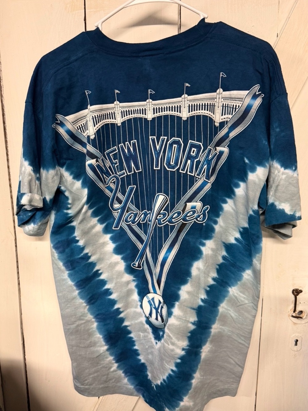 Lee Blue and Light Gray New York Yankees Tie-Dye Tee